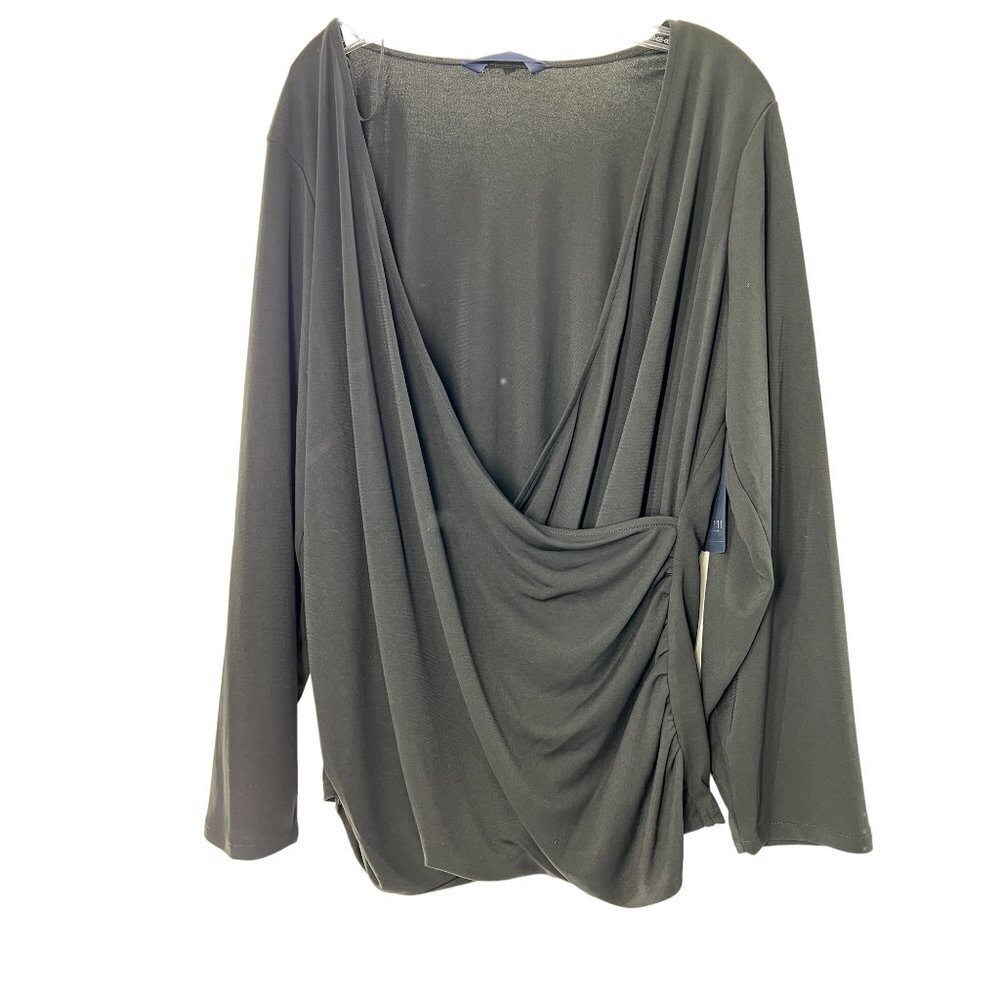 53. NWT Rachel Roy Long Sleeve Black Side Cinched 2X Blouse